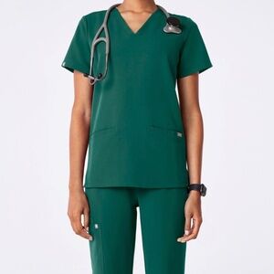 FIGS Hunter Green Catarina Top XXS + Yola Skinny Bottoms XS | Gently Used